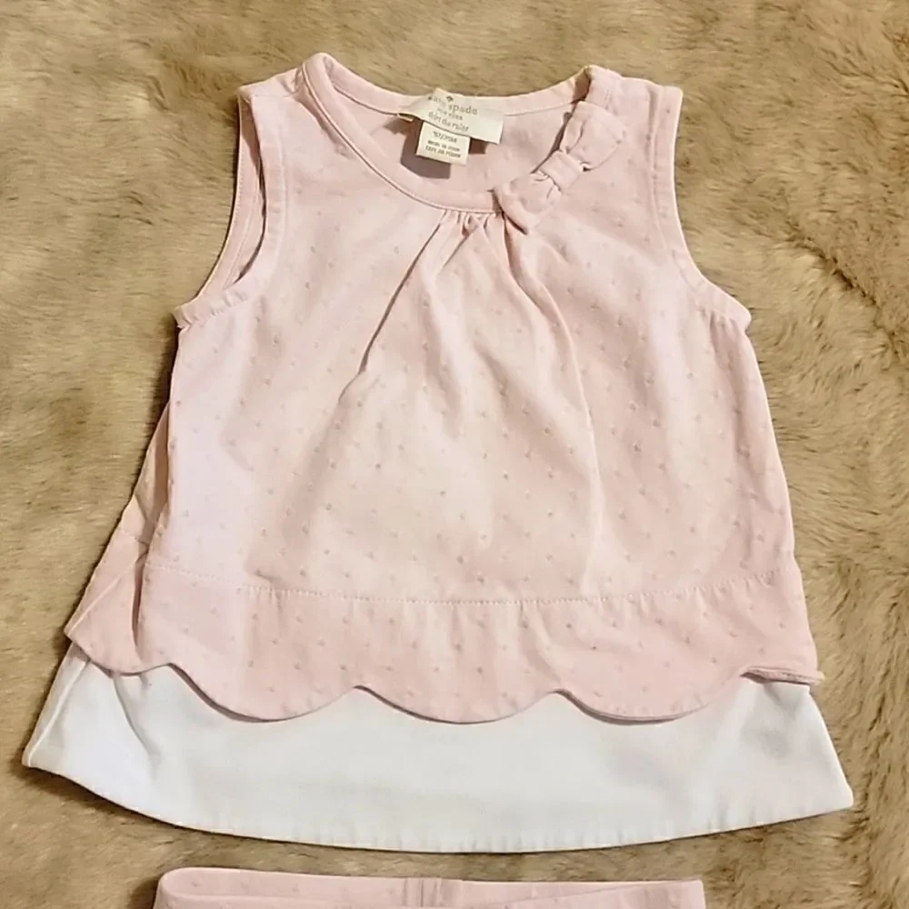 KATE SPADE 2-PIECE LIGHT PINK SLEEVELESS TOP AND SHORTS SET, SIZE 24 MONTHS